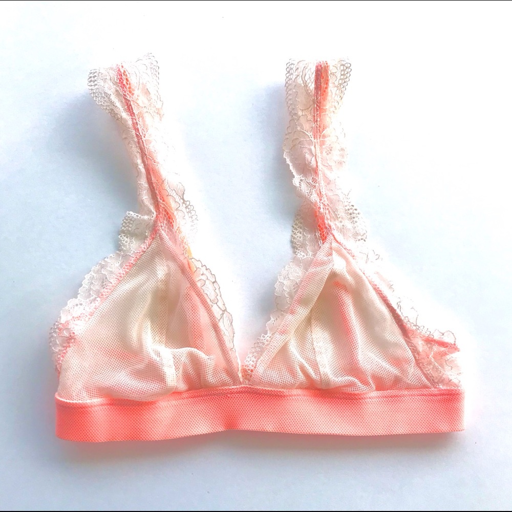 💕 Pink and Cream Lace Mesh Bra